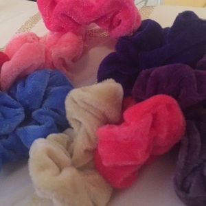 10 different color velvet scrunchies